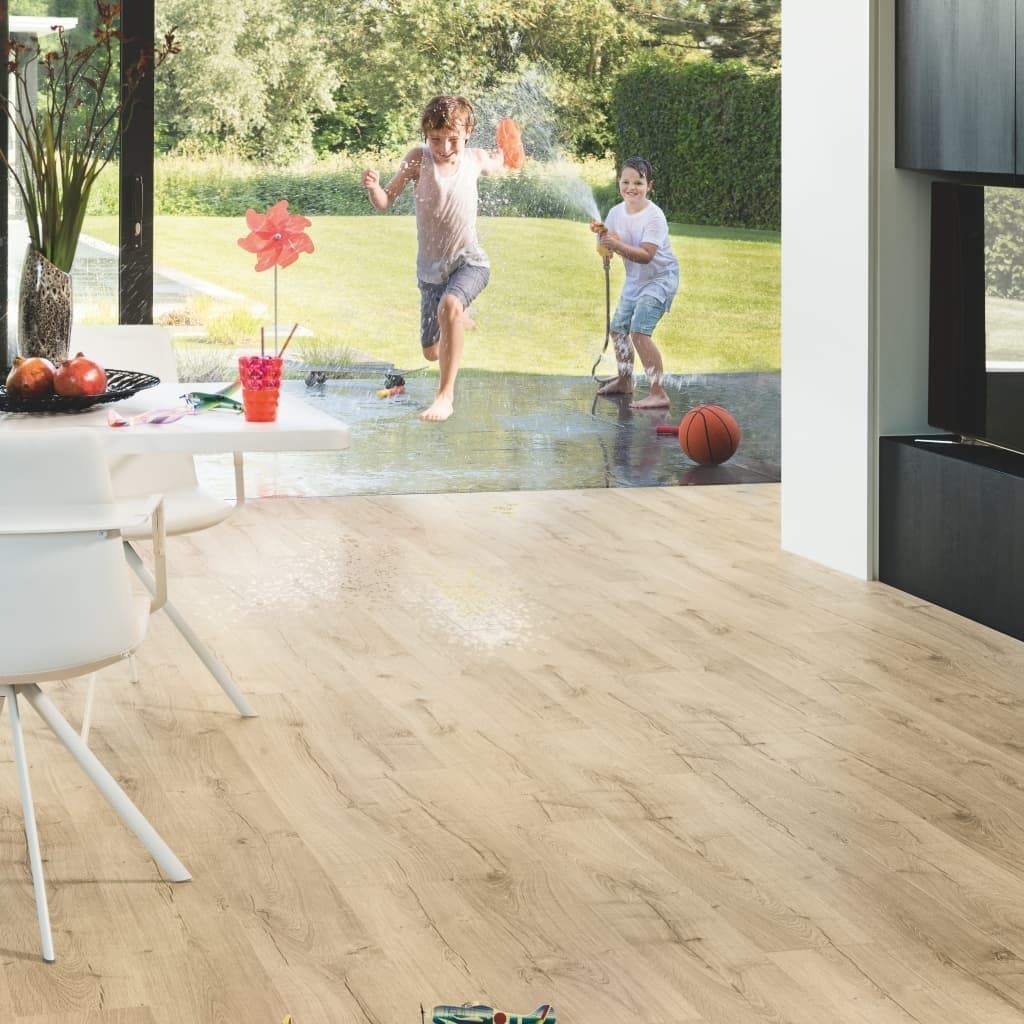 TARIMA FLOTANTE QUICK STEP IMPRESIVE ULTRA ROBLE CON CORTES DE SIERRA BEIGE